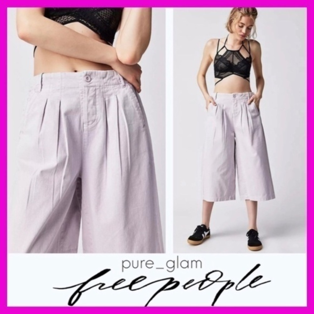Free People Lavender Wide-Leg Culotte Pants